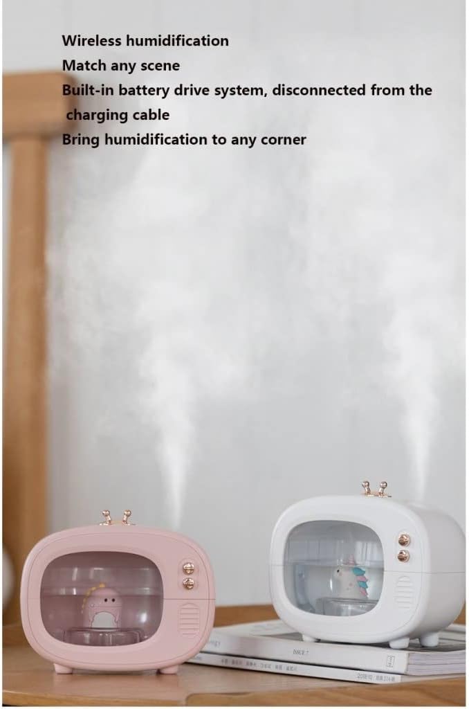 Grafken Cute Retro Humidifier, Creative TV Humidifier, Mini Spray, USB Portable, Home Bedroom Creative Water Meter Cute Dormitory Desktop (Color : White)