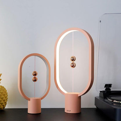 Heng Balance Lamp - Oval Shape Desk Lamp Smart Magnetic Suspension Balance Bedside Table Lamp LED Nightstand Lamps Creative Mini Night Light Modern Dorm Bedside Decoration Lamp, Pink