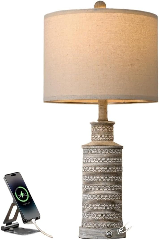 Retro 3-Way Dimmable Touch Table Lamp with 1 Bulb and Dual USB Ports for Bedroom, Living Room and Nightstand Suitable for bedrooms, Living Rooms, Offices, Book