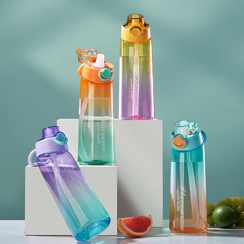 30 Oz High-tech Sports Water Bottle with 4 Flavor Ring, BPA-Free, Must-Have Fashion Item for Dieters, Flip Top Leak Proof Lid(Orange)