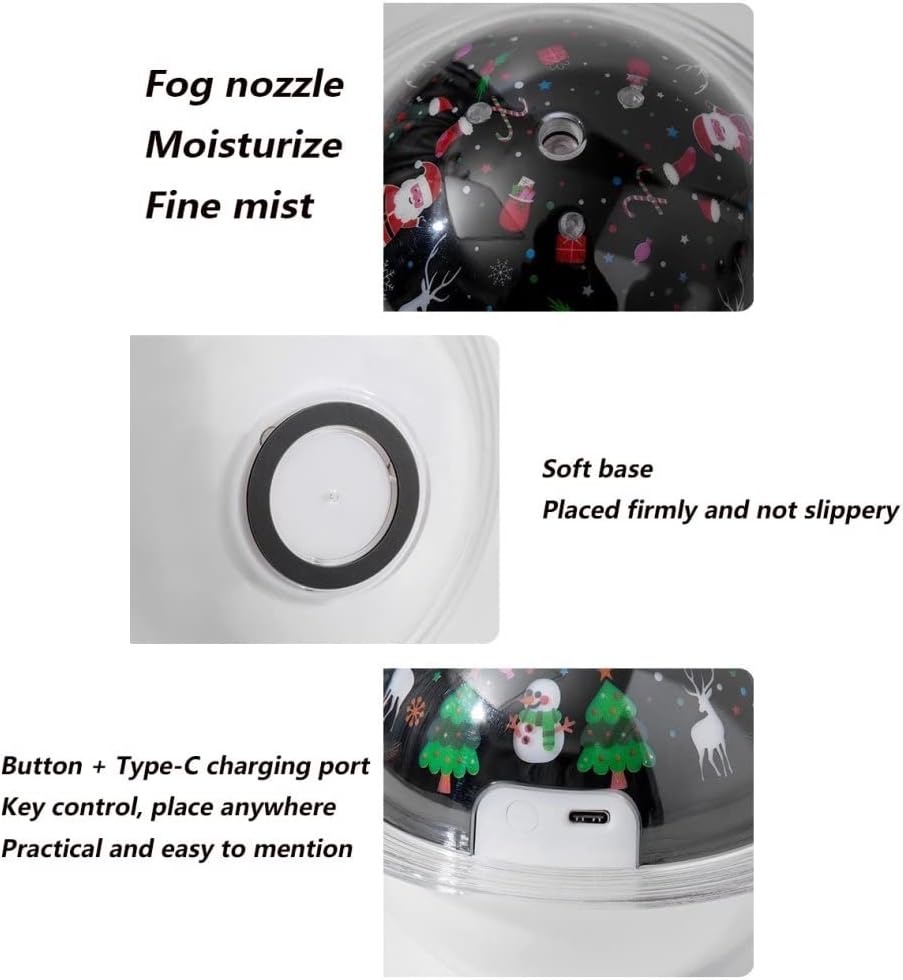 Grafken Cute Humidifier, Creative Colorful Atmosphere Night Light with Projection Function, Small Portable Home Office, Children's Car Air Atomizer (Color : C)