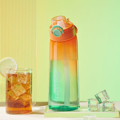 30 Oz High-tech Sports Water Bottle with 4 Flavor Ring, BPA-Free, Must-Have Fashion Item for Dieters, Flip Top Leak Proof Lid(Orange)