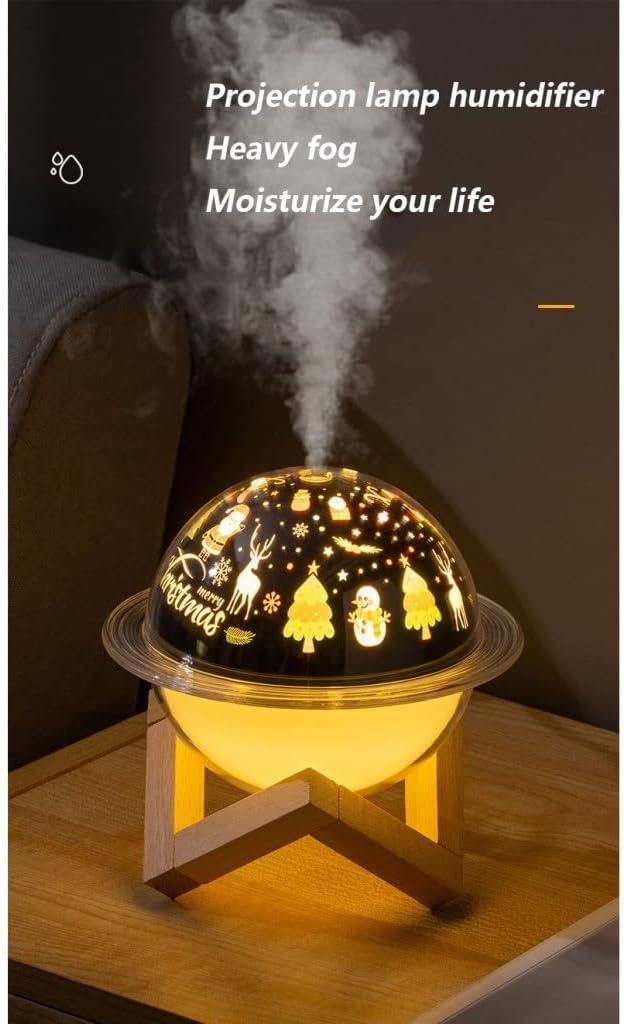 Grafken Cute Humidifier, Creative Colorful Atmosphere Night Light with Projection Function, Small Portable Home Office, Children's Car Air Atomizer (Color : C)