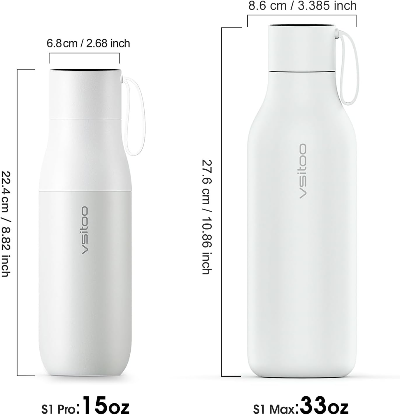 VSITOO Self-Cleaning Smart Water Bottle (pink, 15 Ounce)