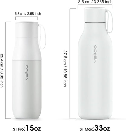 VSITOO Self-Cleaning Smart Water Bottle (pink, 15 Ounce)