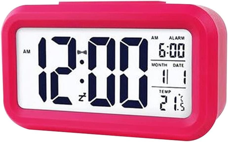 Digital Alarm Clocks Bedside,Bedroom Decor, Smart Temperature Alarm Clock LED Display Digital Backlight Calendar Desktop Snooze Mute Electronic Mini Al