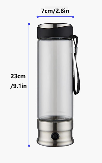 Rechargeable PEM Hydrogen Water Bottle Generator – 410ml Glass Hydrogenated Water Machine, Smart Portable Hydrogen Water Bottle for Fitness, Travel, and Daily Use