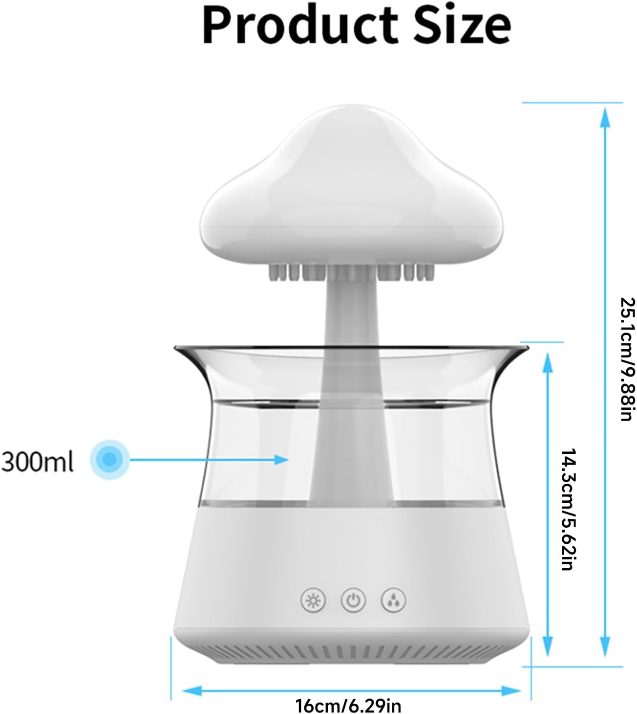 Cloud Rain Humidifier, Colorful Light Raindrop Aroma Diffuser Humidifiers with 7 Color Changing Lights Desktop Fountain Water Drop Sound for Home Office (Wood + Remote Control)