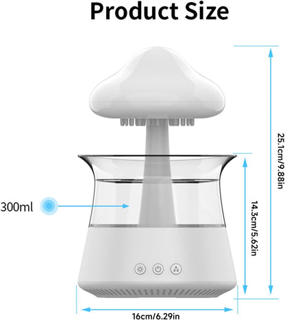 Cloud Rain Humidifier, Colorful Light Raindrop Aroma Diffuser Humidifiers with 7 Color Changing Lights Desktop Fountain Water Drop Sound for Home Office (Wood + Remote Control)