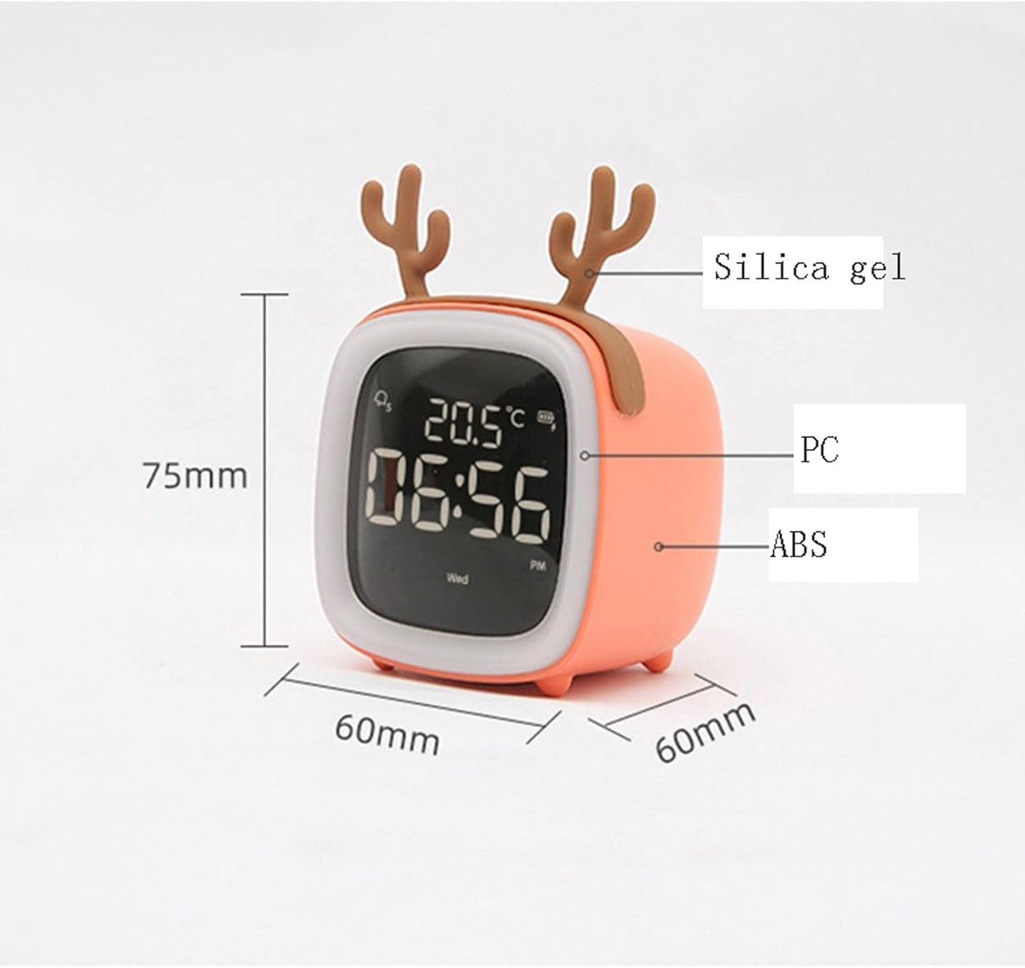 GaRcan Alarm Clock Digital Alarm Clock Antler Shape Alarm Clock, Smart Silent Alarm Clock, Rechargeable, Home Decor Table Ornaments Gift for Kids Clock (Color : Orange) (Orange