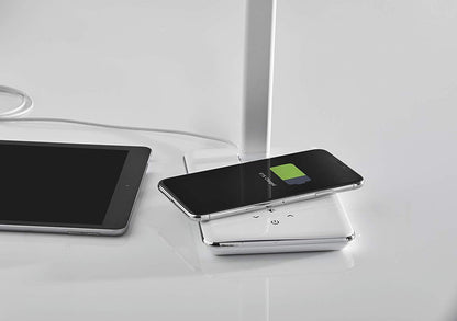 Adesso Simplee Declan LED Multi-Function Desk Lamp, Smart, 3 Color Temperature Modes, Improved Wellness and Circadian Rhythm, Qi Wireless Charging, Dimmer Touch Switch, 5ft, White