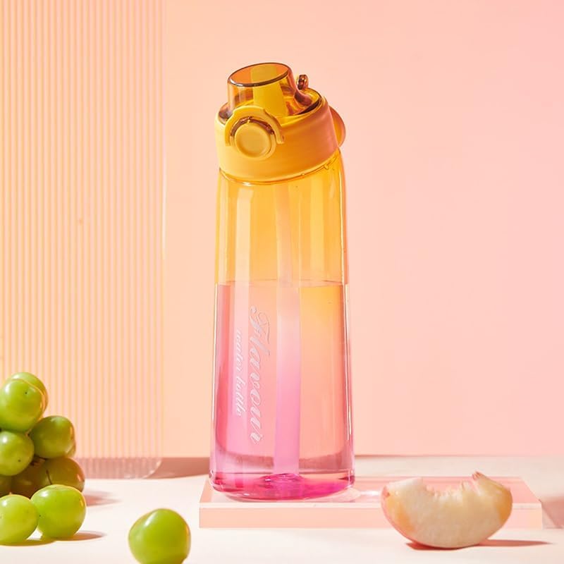 30 Oz High-tech Sports Water Bottle with 4 Flavor Ring, BPA-Free, Must-Have Fashion Item for Dieters, Flip Top Leak Proof Lid(Orange)
