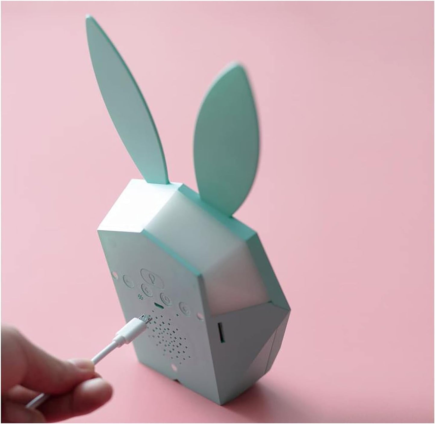 Liudan Alarm Clock Alarm Clock Students Use Child Mute Bedside Bright Electronic Smart Charge Female Cute Creative Rabbit Personality Digital Alarm Clock (Color : B, Size : 8.5")