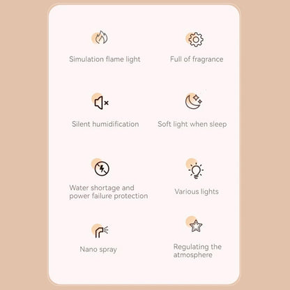 Flame Aroma Diffuser,Fireplace Humidifier,Colorful Flame Night Light,Nano Spray Silent Humidification Water Shortage Protection Cool Mist Humidifiers for Baby Bedroom Office,Black