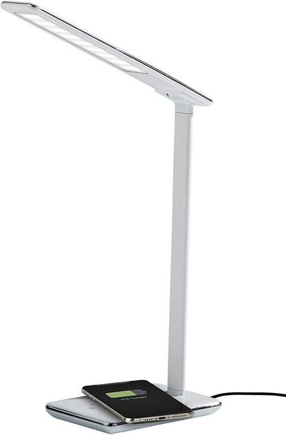 Adesso Simplee Declan LED Multi-Function Desk Lamp, Smart, 3 Color Temperature Modes, Improved Wellness and Circadian Rhythm, Qi Wireless Charging, Dimmer Touch Switch, 5ft, White