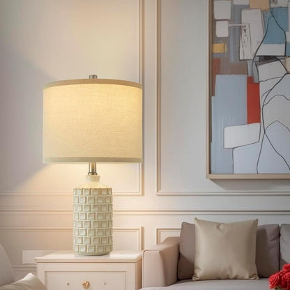 21" Vintage Table Lamp 2-Pack, Mesh Lamp with Fabric Shade, 3 Color Temperatures, for Living Room and Bedroom Suitable for bedrooms, Living Rooms, Offices, Book