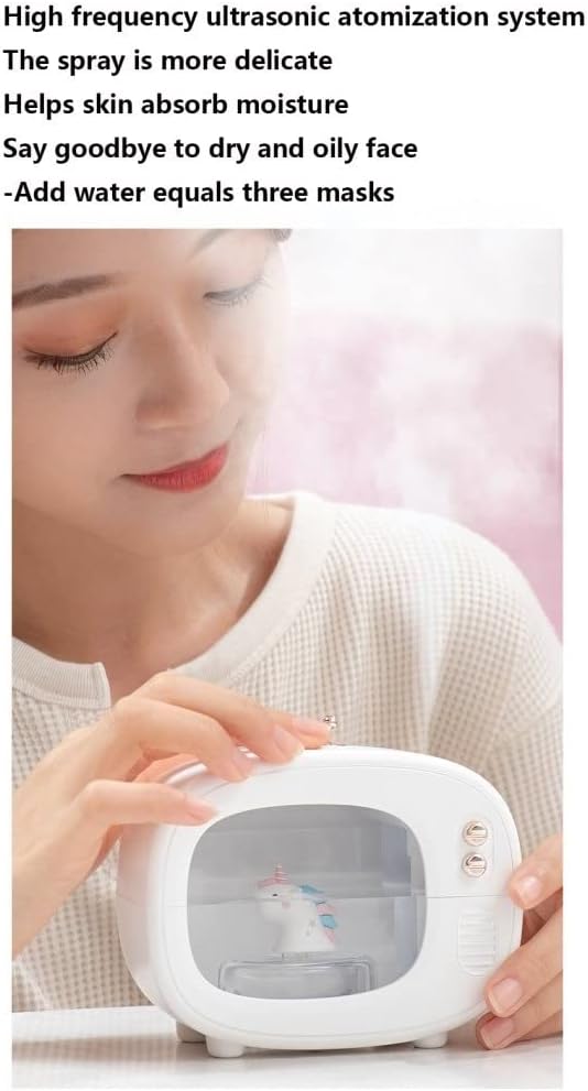 Grafken Cute Retro Humidifier, Creative TV Humidifier, Mini Spray, USB Portable, Home Bedroom Creative Water Meter Cute Dormitory Desktop (Color : White)