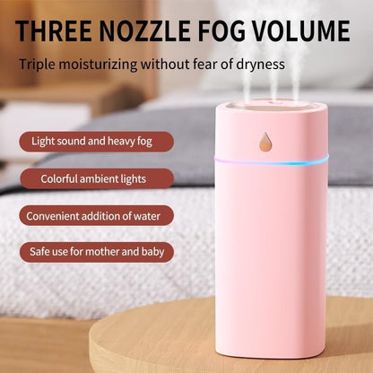 Humidifier, Triple-Nozzle 600mL Waterdrop Mist Humidifier: Fast & Gentle Moisture For Your Spa,for Bedroom(WHITE)