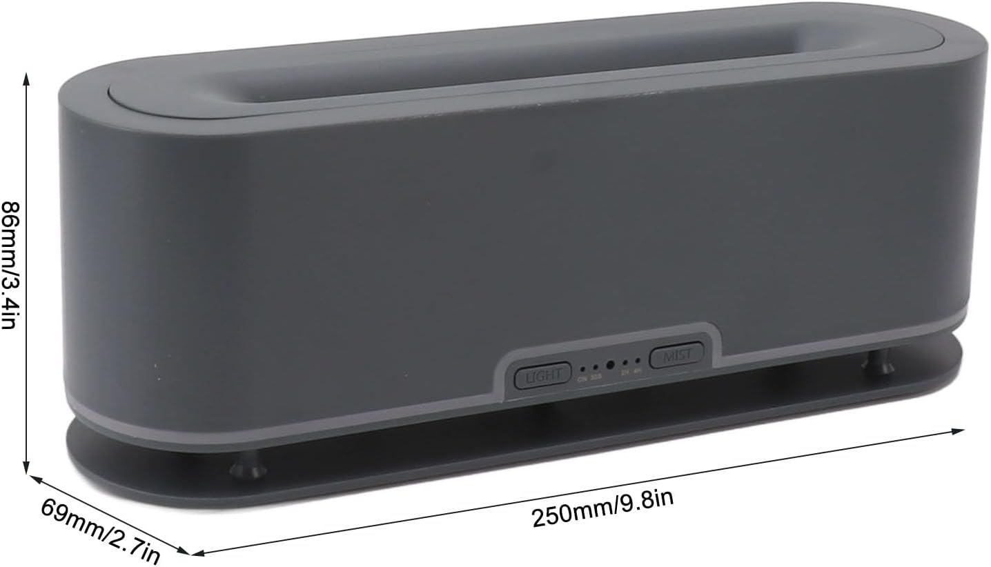 200ml Flame Humidifier with Simulated Flame, Colorful Light, Quiet Operation for Home Office (US Plug)(Gray Black)