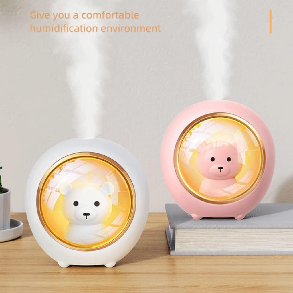 Habiba Humidifier Cute Small Essential Oil Diffuser with Space Capsule Decoration，Creative Home Mute Bedroom USB Portable Humidifier，Night Light Quiet