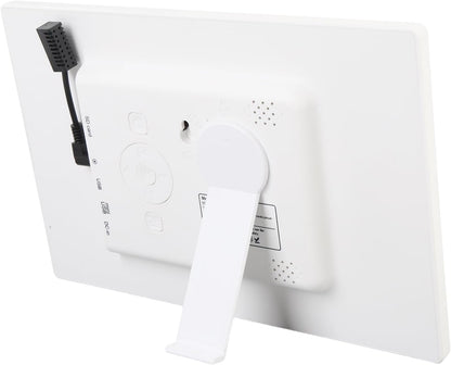 Digital Alarm Clock, 10 Inch Smart Clock with Day and Date Large Display Calendar for Bedroom with 12 Alarm Reminders Auto Dimming Image and Video Playback Function Wall Table