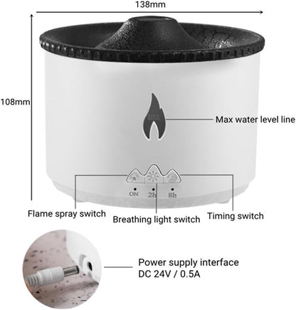 Volcano humidifier 360ml Volcano Air Diffuser Flame Lamp Air Cloud Humidifier， Remote Control Essential Oil Aroma Smoke Ring Night Light