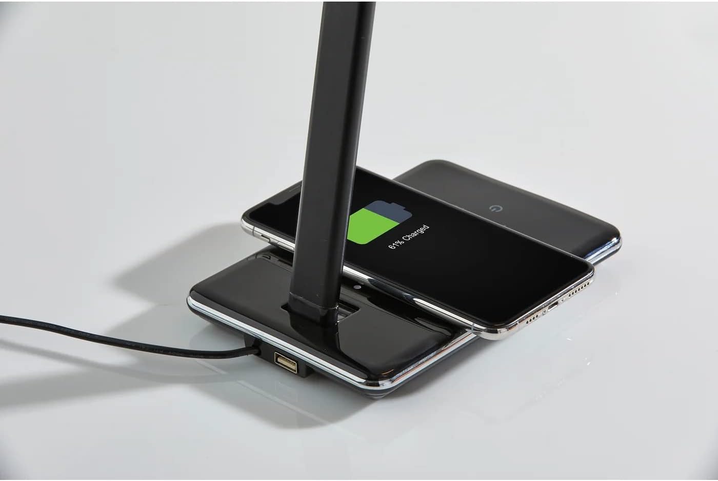 Adesso Simplee Declan LED Multi-Function Desk Lamp, Smart, 3 Color Temperature Modes, Improved Wellness and Circadian Rhythm, Qi Wireless Charging, Dimmer Touch Switch, 5ft, White