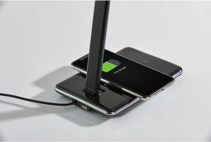 Adesso Simplee Declan LED Multi-Function Desk Lamp, Smart, 3 Color Temperature Modes, Improved Wellness and Circadian Rhythm, Qi Wireless Charging, Dimmer Touch Switch, 5ft, White