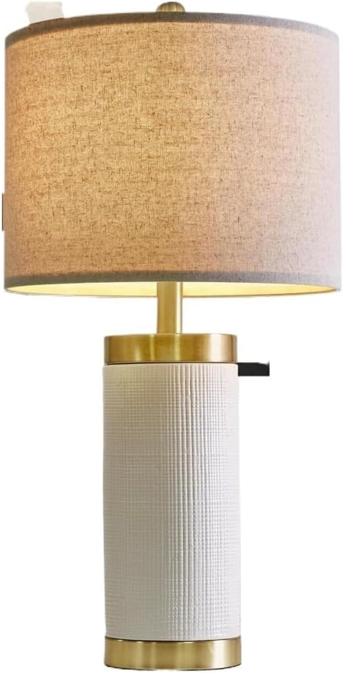 24.5 Inch Modern Ceramic Table Lamp with Linen Lampshade Suitable for Bedroom Decor Living Room Office Dorm Suitable for bedrooms, Living Rooms, Offices, Book(White)