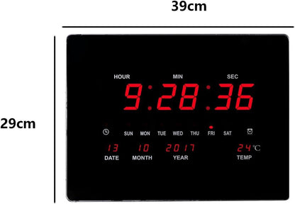 JEKKAH Family Living Room Wall Clock Smart Clock Large Screen Hourly Silent Alarm Clock Home Use, 12/24 Hours, Bedroom Alarm Clock, Living Room