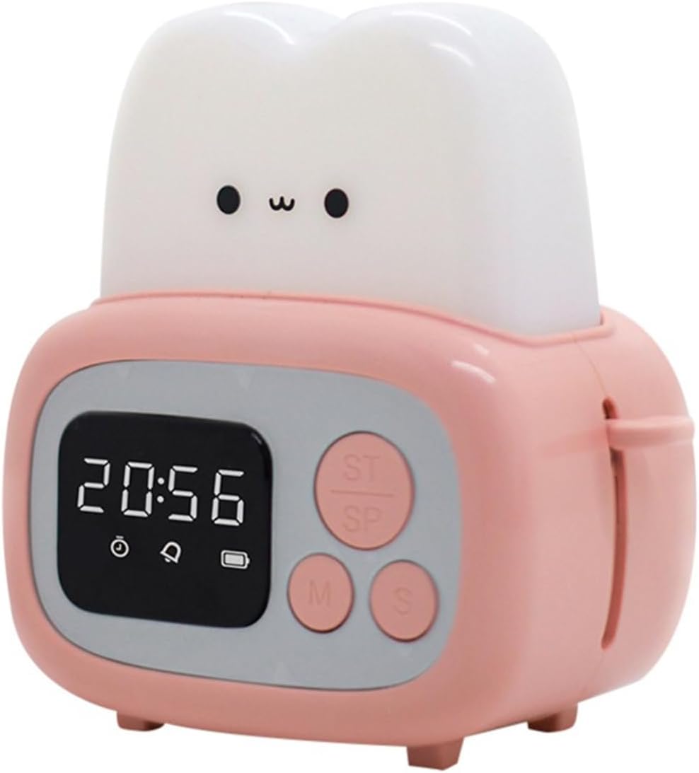 Alarm Clock Beside ﻿ Cute Bread Maker Alarm Clock Sleeping Timing USB Rechargeable Lamp Bedside Table Desk Alarm Clock Birthday Holiday Smart Alarm Clock(Yellow)