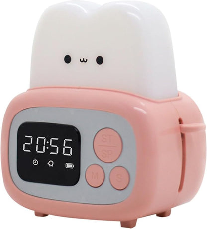 Alarm Clock Beside ﻿ Cute Bread Maker Alarm Clock Sleeping Timing USB Rechargeable Lamp Bedside Table Desk Alarm Clock Birthday Holiday Smart Alarm Clock(Yellow)