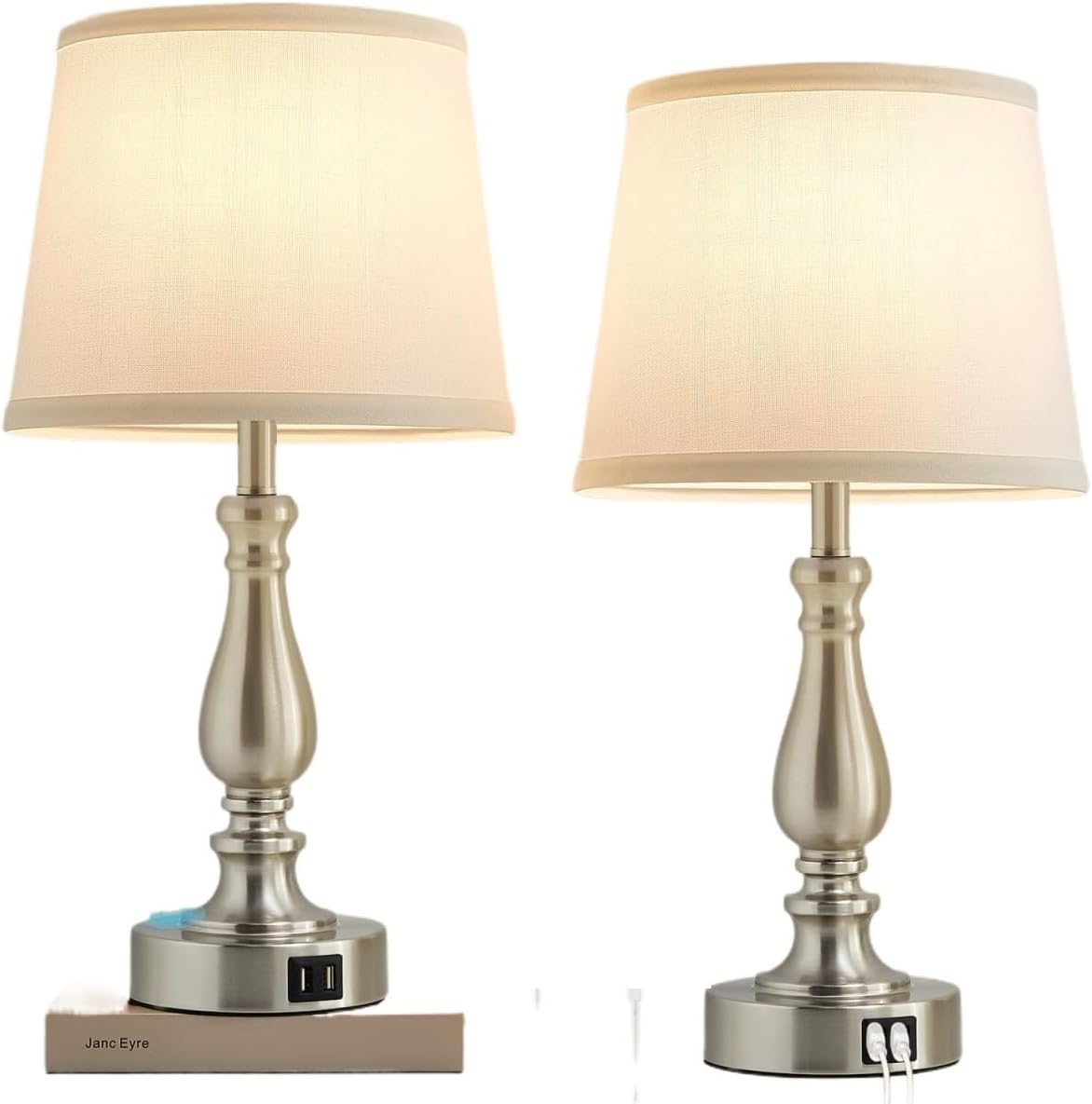 Brushed Nickel Base and White color