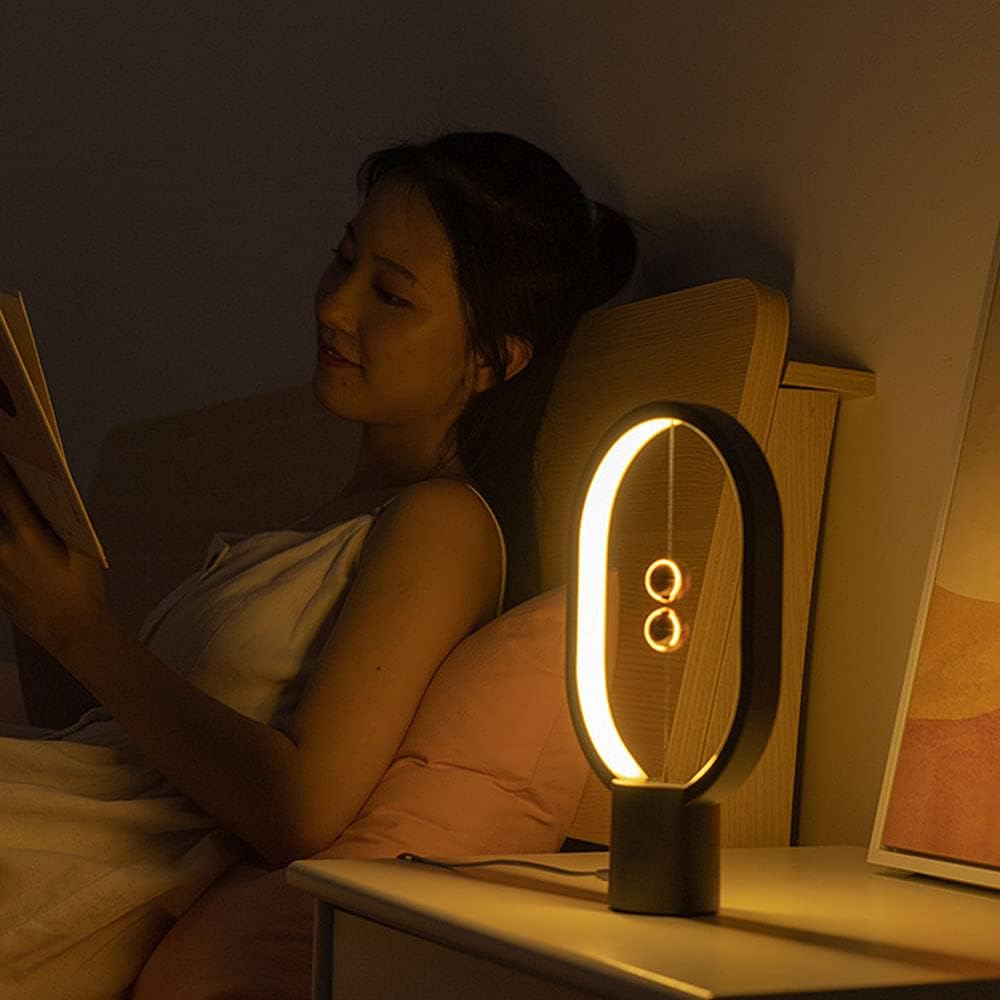 Heng Balance Lamp - Oval Shape Desk Lamp Smart Magnetic Suspension Balance Bedside Table Lamp LED Nightstand Lamps Creative Mini Night Light Modern Dorm Bedside Decoration Lamp, Pink