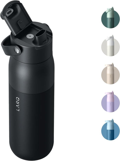 LARQ Bottle Swig Top 34oz - Insulated Stainless Steel Water Bottle With Built-In Silicone Handle | BPA Free | Reusable Water Bottle for Sports, Gym, and Travel, Obsidian Black