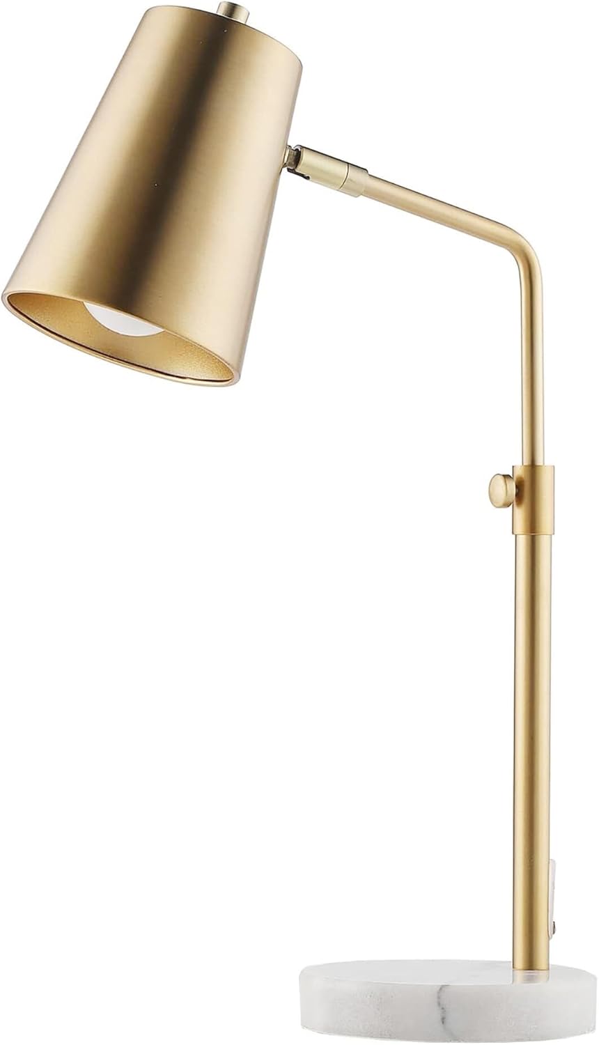 Antique Brass Metal Table Lamp with Adjustable LED Bulb and Marble Base for Reading Bedroom Office Suitable for bedrooms, Living Rooms, Offices, Book