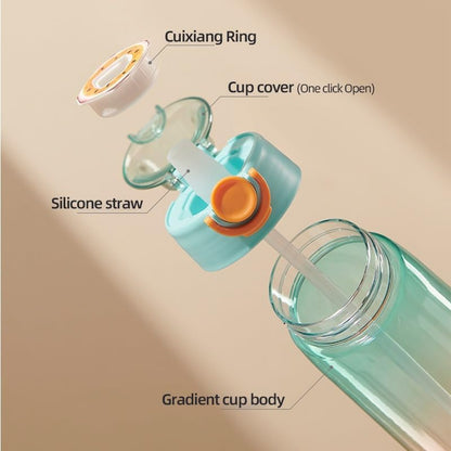 30 Oz High-tech Sports Water Bottle with 4 Flavor Ring, BPA-Free, Must-Have Fashion Item for Dieters, Flip Top Leak Proof Lid(Orange)