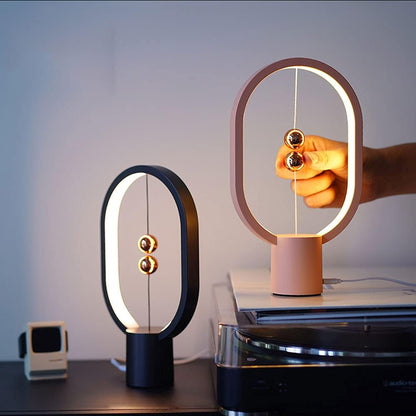 Heng Balance Lamp - Oval Shape Desk Lamp Smart Magnetic Suspension Balance Bedside Table Lamp LED Nightstand Lamps Creative Mini Night Light Modern Dorm Bedside Decoration Lamp, Pink