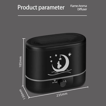 Flame Aroma Diffuser,Humidifier And Air Purifier In 1,Simulated Flame Night Light,Add Water To The Top,Power Off When There Is No Water,Silent Humidification for Baby Home Office,Black,A Moon