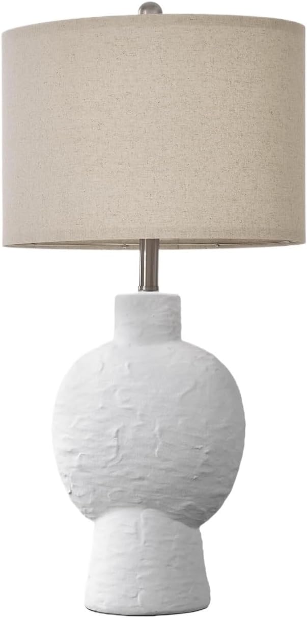 28.5" Minimalist Ceramic Table Lamp with Linen Shade for Bedroom Living Room Bedside Desk Decoration Gift Suitable for bedrooms, Living Rooms, Offices, Book