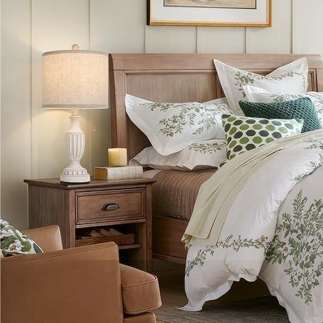 22" Farmhouse Table Lamp 2-Pack, Resin Base with Linen Shade, Suitable for Living Room Or Bedroom Side Table(Black)