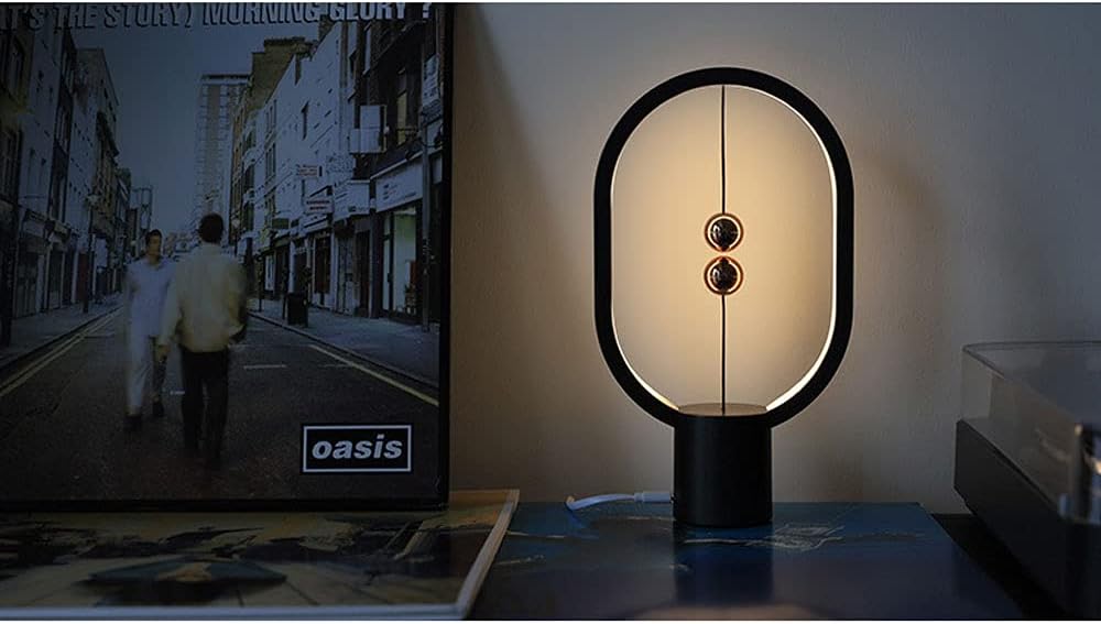 Heng Balance Lamp - Oval Shape Desk Lamp Smart Magnetic Suspension Balance Bedside Table Lamp LED Nightstand Lamps Creative Mini Night Light Modern Dorm Bedside Decoration Lamp, Pink