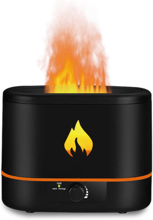 Flame Aroma Diffuser,Humidifier And Air Purifier In 1,Simulated Flame Night Light,Add Water To The Top,Power Off When There Is No Water,Silent Humidification for Baby Home Office,Black,A Moon