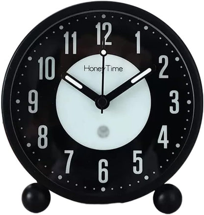 VSULZVNU Alarm Clock Rechargeable Luminous Alarm Clock, Non-Ticking, Louder Bell for Heavy Sleepers, Ideal for Bedroom, Home Office and Dorm Room Smart Alarm Clock (Color : Black)