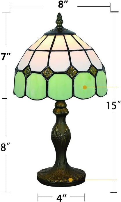 15 Inch Vintage Table Lamp with Stained Glass Lampshade for Reading Living Room Bedroom Office Decoration Suitable for bedrooms, Living Rooms, Offices, Book(Green)