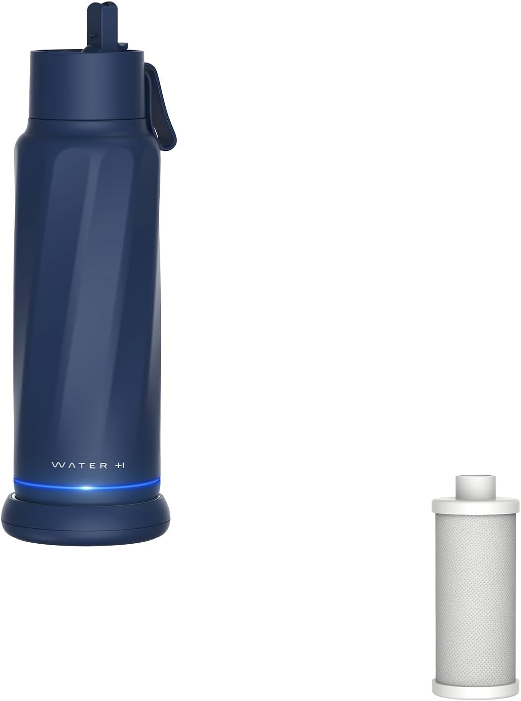 Vita Smart Water Bottle Magnetite Blue with Filter & Straw + PureSip Filter Water 1 Pack Bundle