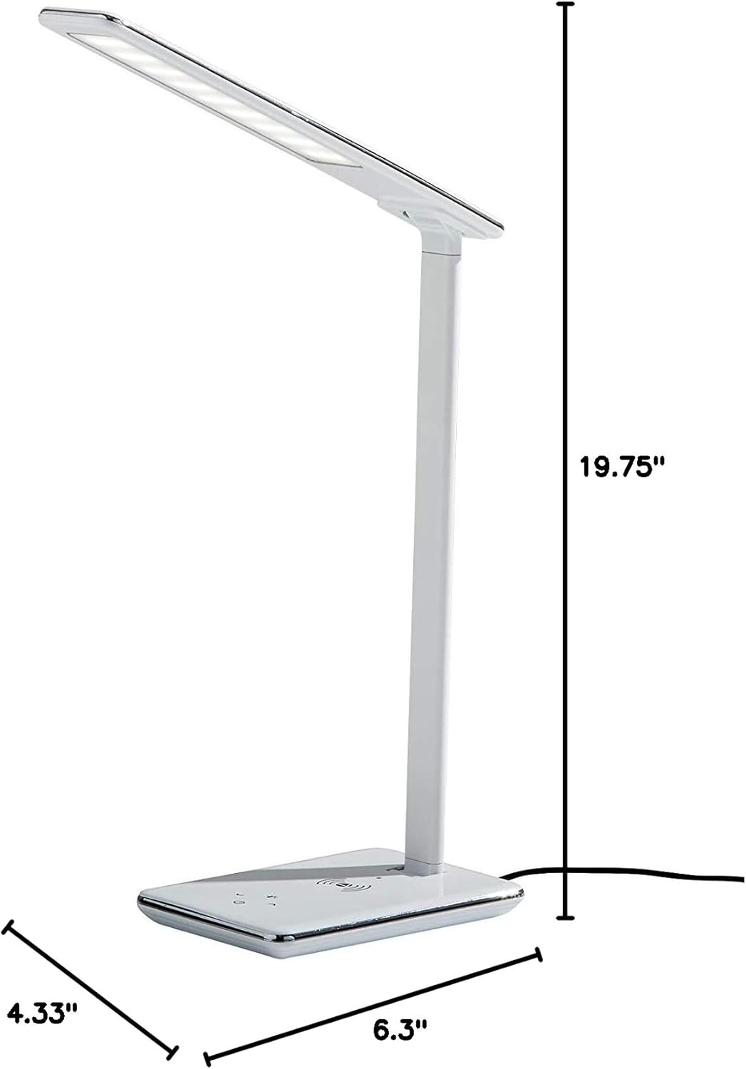 Adesso Simplee Declan LED Multi-Function Desk Lamp, Smart, 3 Color Temperature Modes, Improved Wellness and Circadian Rhythm, Qi Wireless Charging, Dimmer Touch Switch, 5ft, White