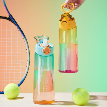 30 Oz High-tech Sports Water Bottle with 4 Flavor Ring, BPA-Free, Must-Have Fashion Item for Dieters, Flip Top Leak Proof Lid(Orange)