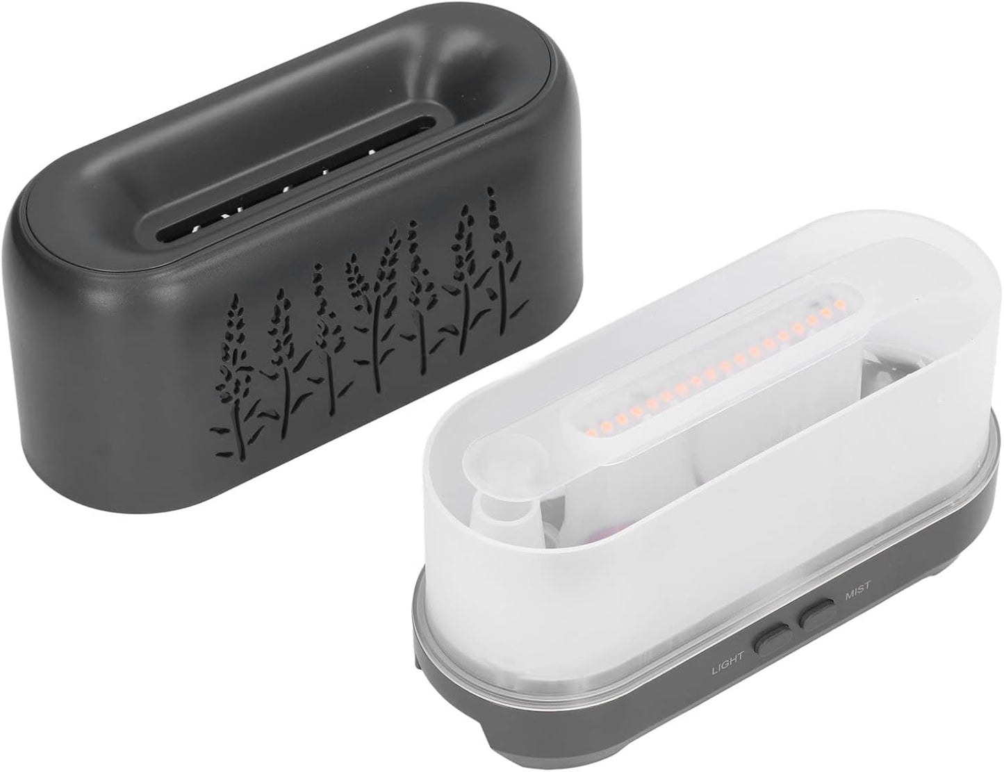 200ml 100‑240V USB Charging Black Wood Grain Humidifier, Mini Essential Oil Diffuser Humidifier, Low Noise Desktop Humidifier for Home Office(US)