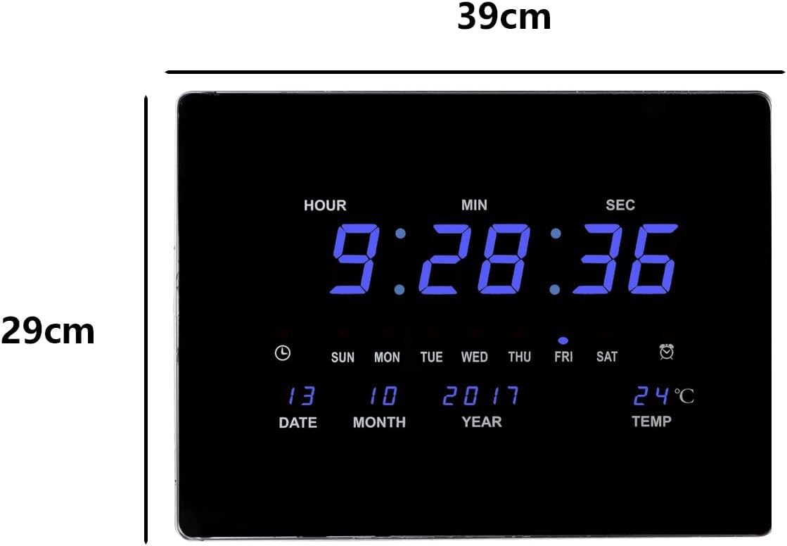 JEKKAH Family Living Room Wall Clock Smart Clock Large Screen Hourly Silent Alarm Clock Home Use, 12/24 Hours, Bedroom Alarm Clock, Living Room